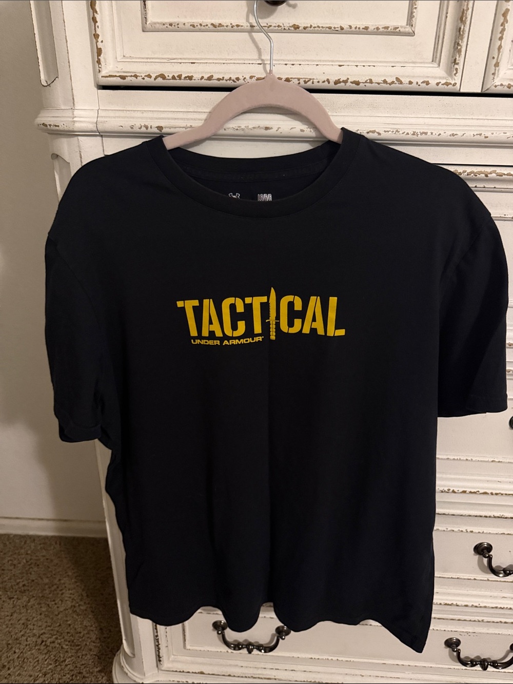 Under Armour Black Tactical Logo Tee with Yellow Print